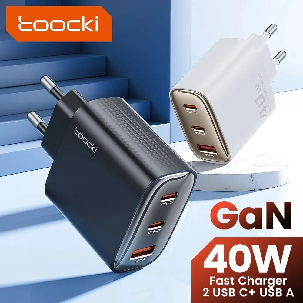 Toocki 40W GaN chargeur USB Type C QC 4.0 Charge rapide double Type C chargeur de téléphone rapide pour iPhone 15 14 13 12 Pro Max Samsung S23