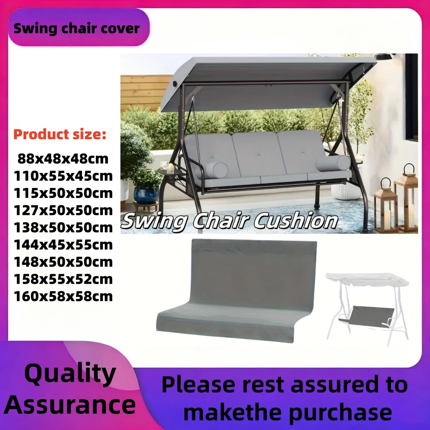 Pièce de rechange pour mobilier de jardin, Balançoire de jardin en textile, Remplacement de siège, Coussin, Housse de siège de balançoire, Banc