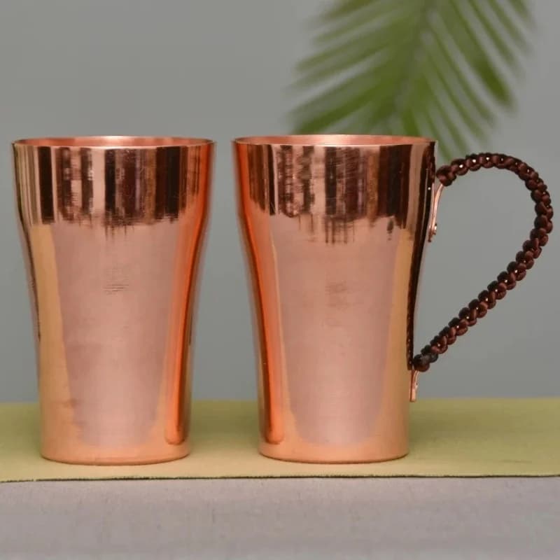 Tasse à lait de bière en cuivre pur fabriquée à la main, poignée tissée, eau épaisse, mule de moscou, tasse de 400 ml, Dessert café, verres,