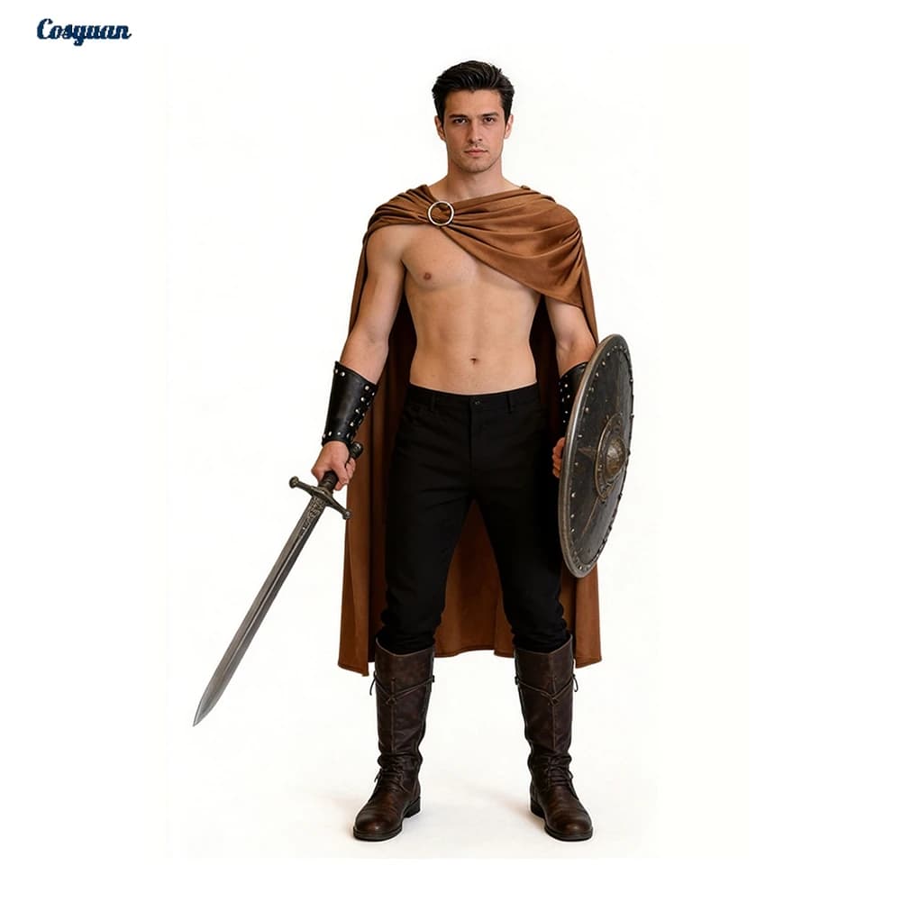Costume d'Halloween pour homme, cape de chevalier romain, tenue de guerrier spartiate, déguisement de fête, jeu de rôle, costume de carnaval