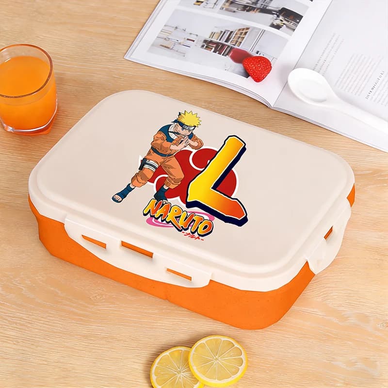 Boîte à lunch portable Naruto Uzumaki pour garçons et filles, boîte bento hermétique pour étudiants, conteneur alimentaire monocouche, cadeau