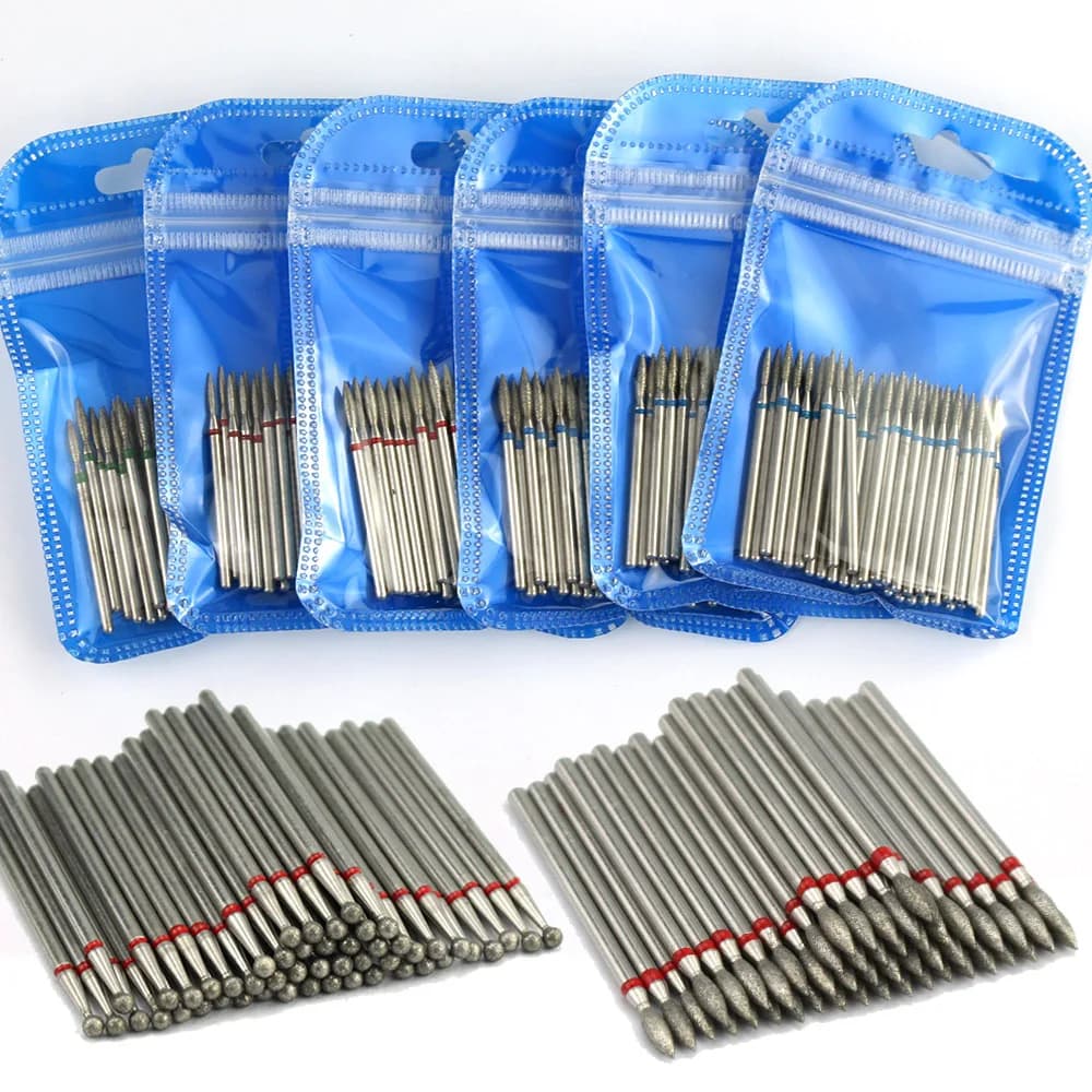 Perceuse à ongles en diamant, ensemble d'embouts de nettoyage des cuticules, fraise pour manucure, accessoires pour enlever la peau morte, 50 pièces