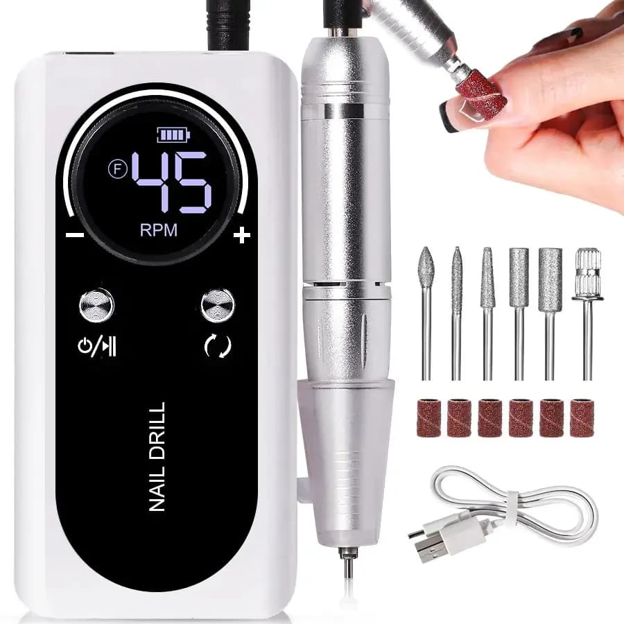 Machine à polir les ongles électrique portable professionnelle 45000 tr/min, rechargeable, faible bruit, lime à ongles pour manucure, outil de