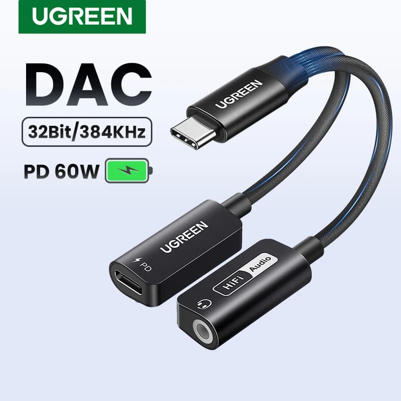UGREEN USB carte son Type C à 3.5mm AUX câble adaptateur convertisseur d'écouteurs DAC puce PD QC charge carte son pour casque