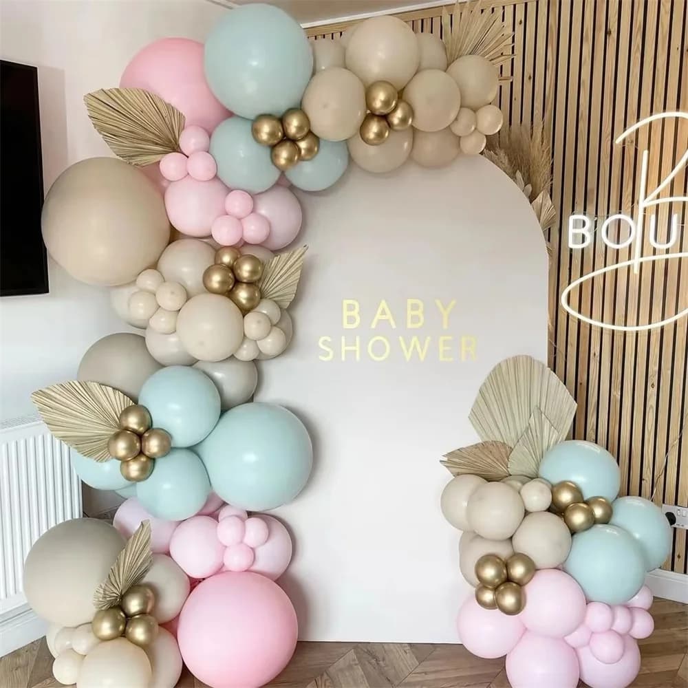 Kit de guirlande d'arche de ballons crème beige 126 pièces, ballons pour baby shower, bleu menthe, rose, décoration d'anniversaire, mariage,