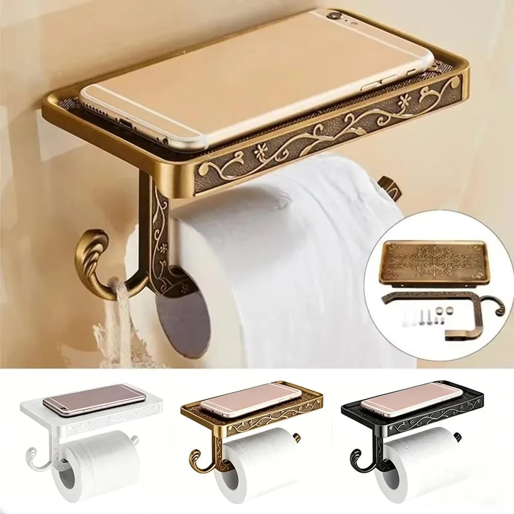 Porte-papier toilette sculpté d'inspiration vintage - Distributeur mural en aluminium spatial pour salle de bain et cuisine
