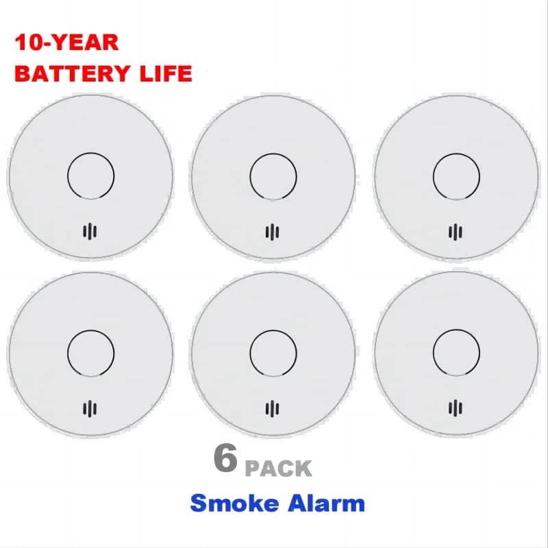 V-Come Alarmes de fumée autonomes pour la maison, détecteur de fumée photoélectrique à batterie de 10 ans, EN14604 AS3786, VS02