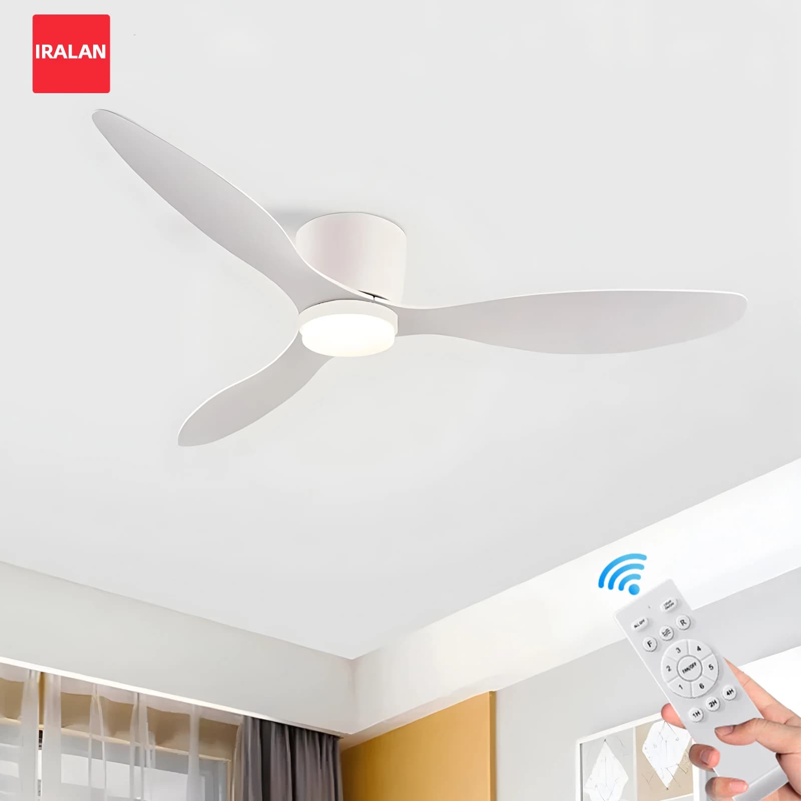 IRALAN ventilateur de plafond avec lumière 6 vitesses choix moteur à courant continu réversible 3CCT avec télécommande murmure installation