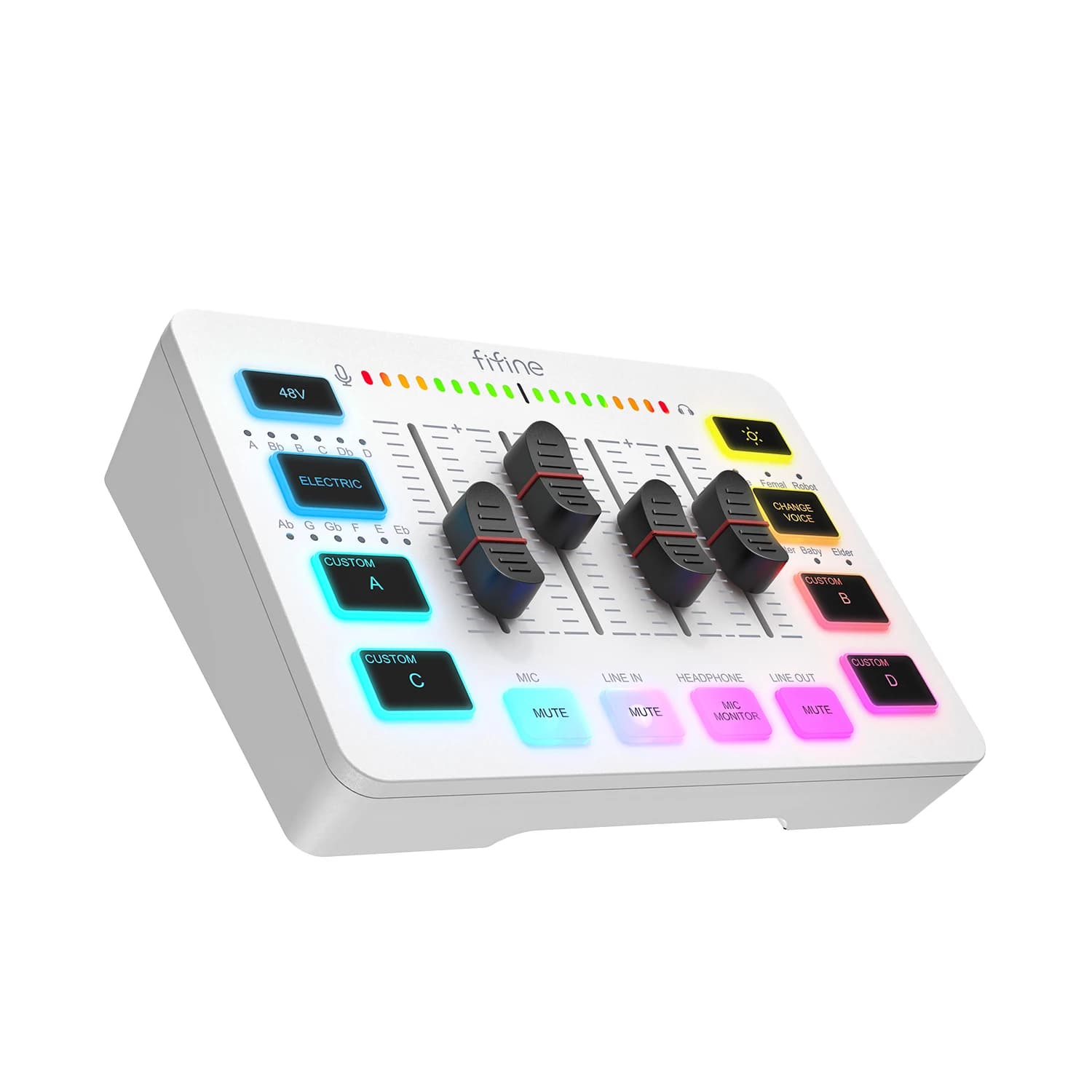FIFINE Gaming USB Mixer avec 4 canaux/interface microphone XLR/RGB, table de mixage sonore pour jeux, podcasts, streaming AmpliGame SC3W