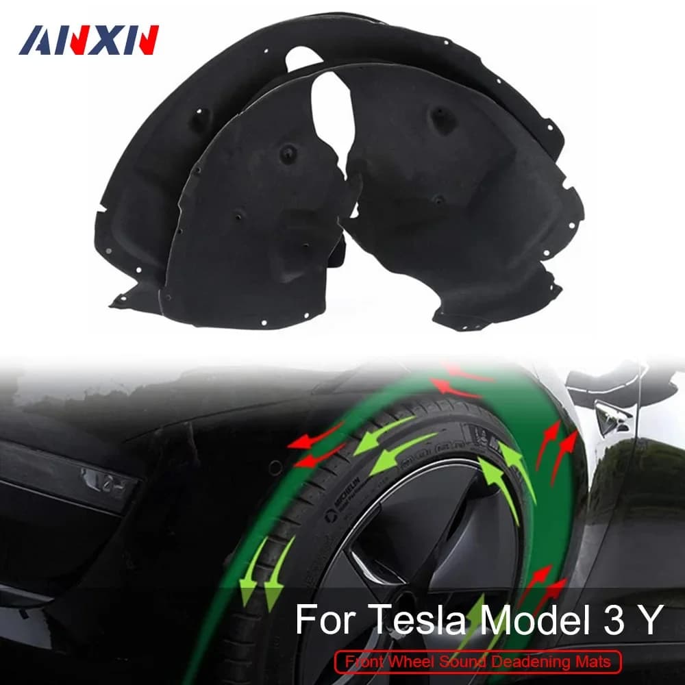 Tapis insonorisant pour roue avant Tesla modèle 3 Y, Kit de réduction du bruit pour garde-boue avant, insonorisé, 2 pièces
