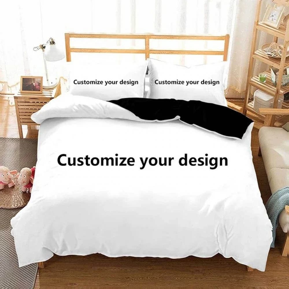 Nouveau parure de lit personnalisée, housse de couette imprimée en 3D, avec taie d'oreiller, double, Queen, King Size, POD, livraison directe
