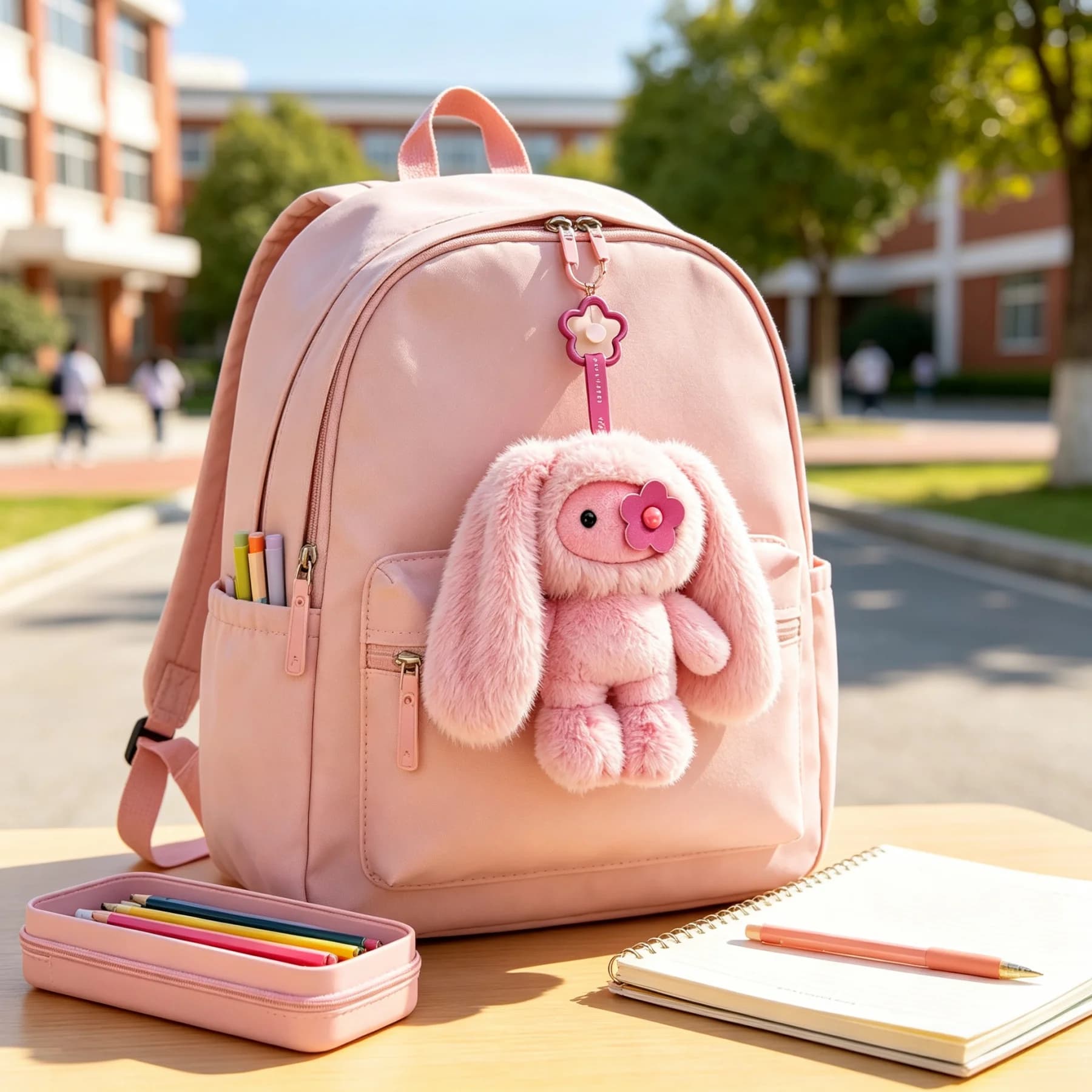 Porte-clés en peluche lapin JUJU mignon, poupée en peluche lapin aux yeux fleuris, animaux kawaii à longues oreilles, pendentif de sac, porte-clés
