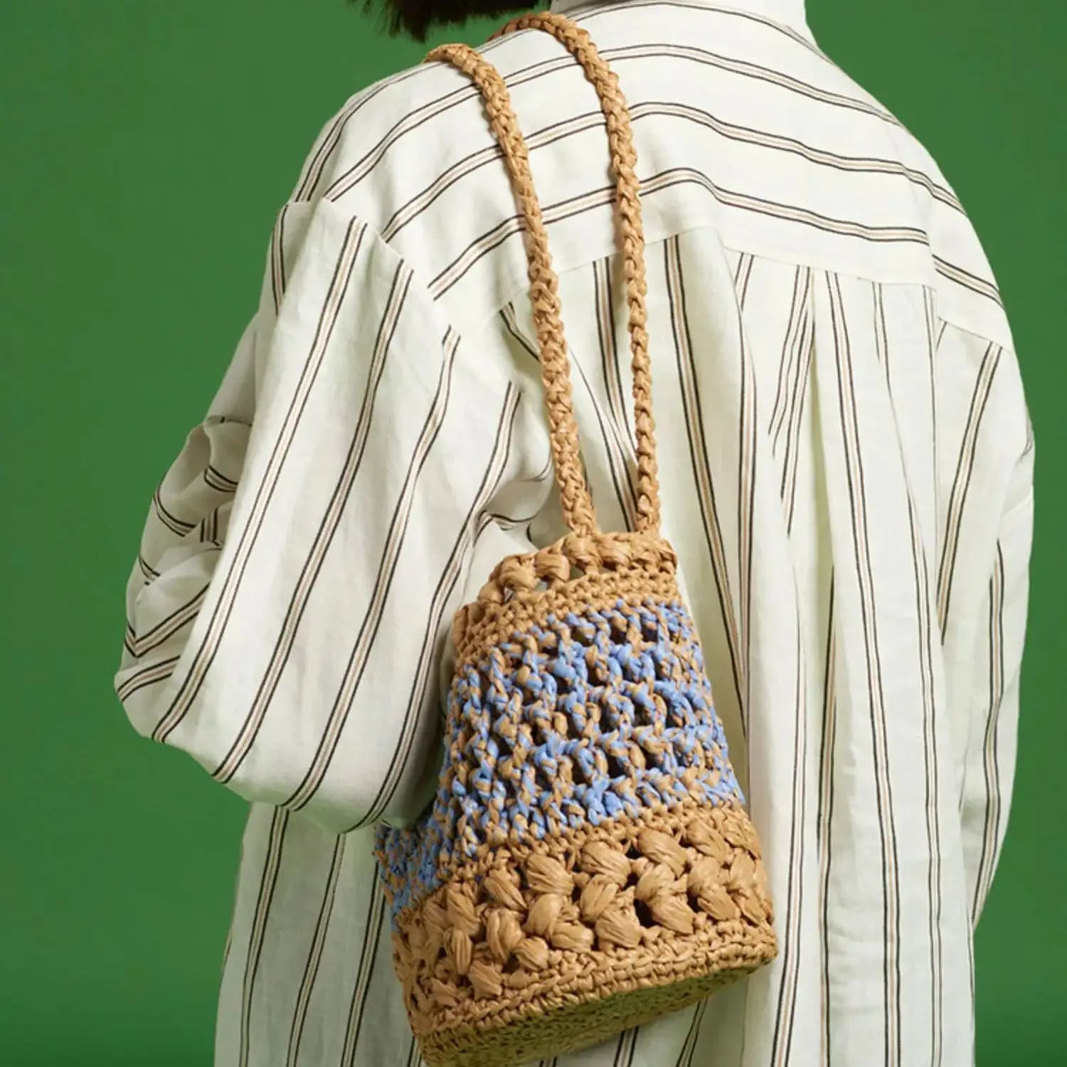 Sac seau tressé ajouré pour femme, style plage, simple, été 2026