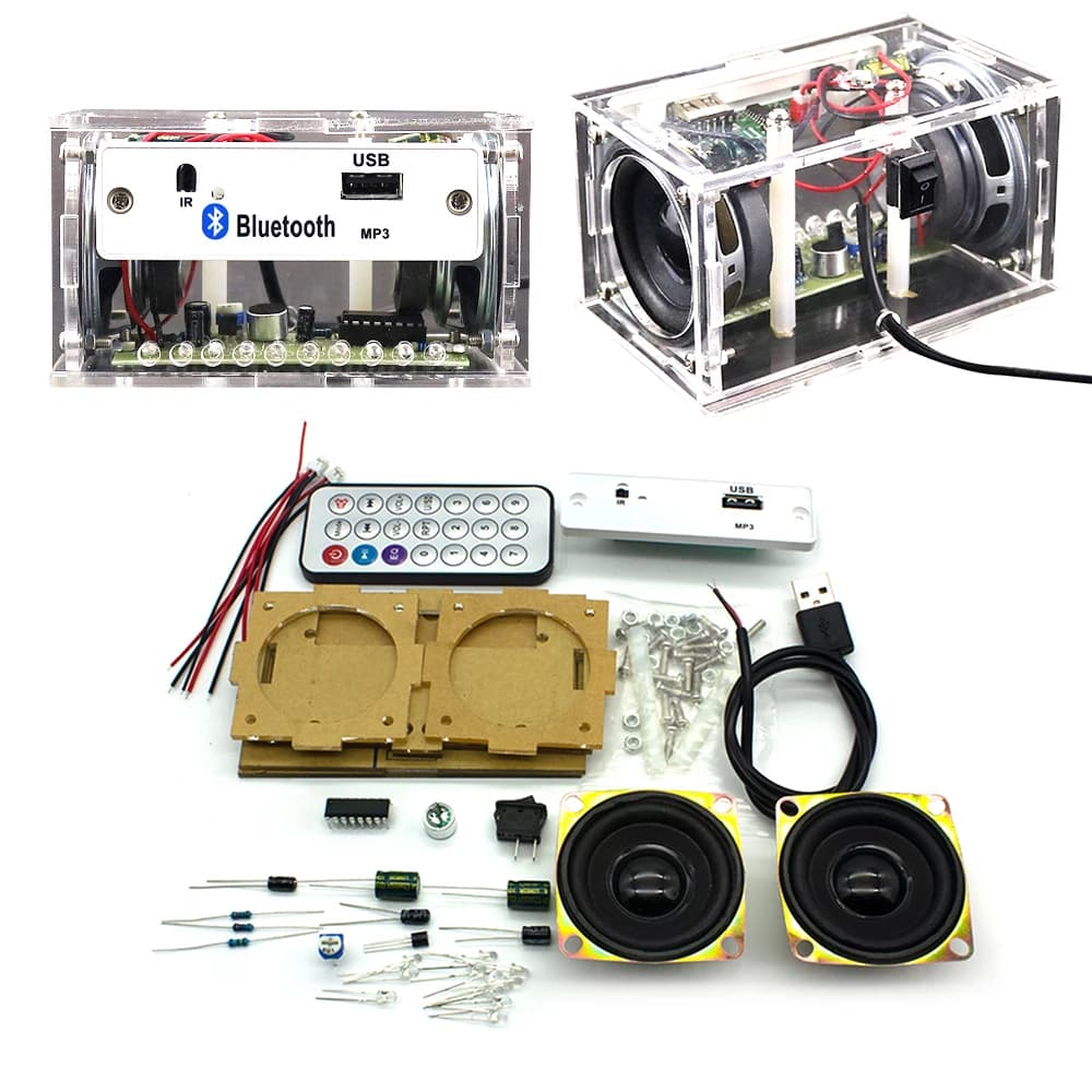 Kit électronique blanc bricolage haut-parleur Bluetooth électronique bricolage Kit de projet de soudure pratique d'enseignement haut-parleur