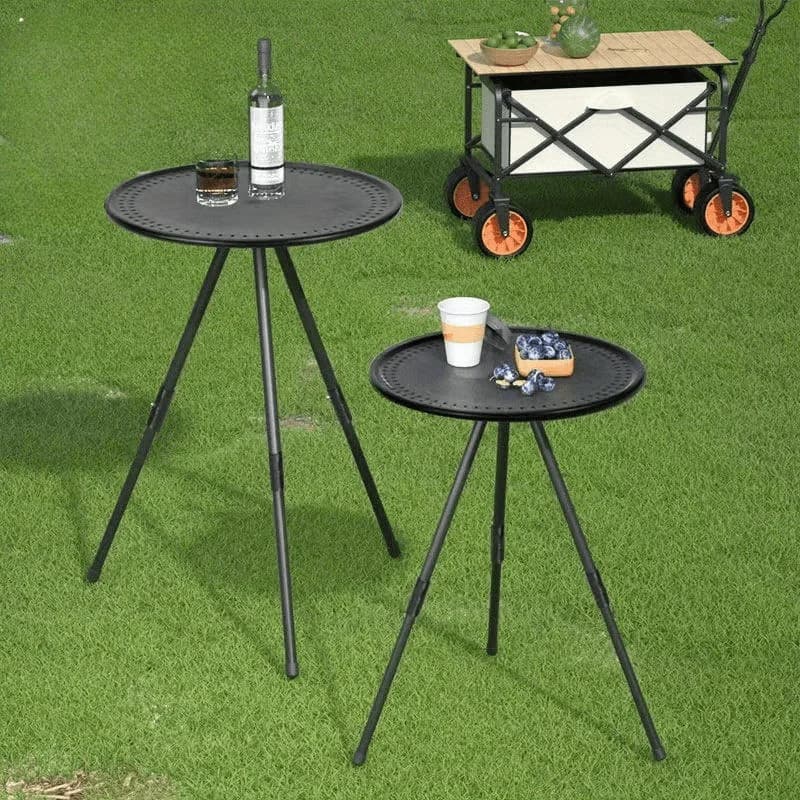 Table de pique-nique portable, table ronde réglable, petite table pliante en plastique pour l'extérieur, table basse légère