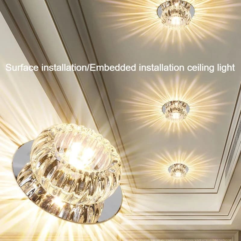 Plafonniers LED modernes encastrés, lampes de plafond en verre et cristal, éclairage de surface pour salon, éclairage décoratif pour couloir,