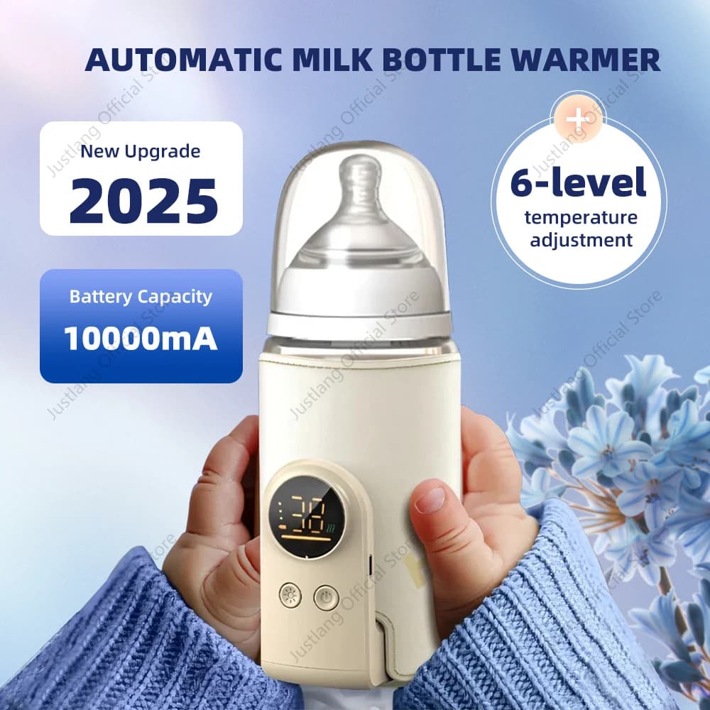 JUSTLANG 10000mAh chauffe-biberon 5 niveaux de chaleur multifonction chauffe-lait maternel contrôle précis de la température chaleur de biberon
