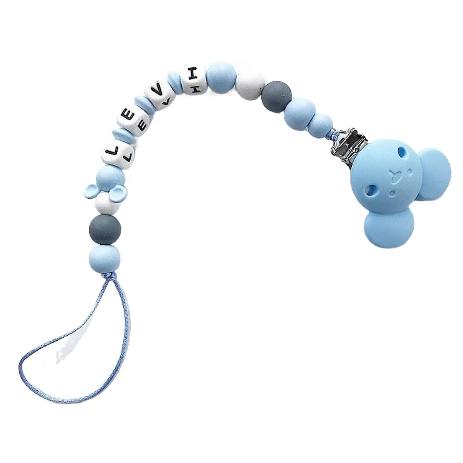 Clip de sucette tête de souris avec nom personnalisé, porte-anneau de dentition en Silicone pour bébé personnalisé