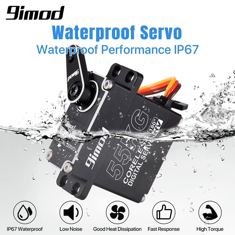 9imod 55kg Servo étanche IP67 180/270 capteur magnétique couple élevé sans noyau numérique Servo entièrement en métal pour voitures 1/8 1/10 RC