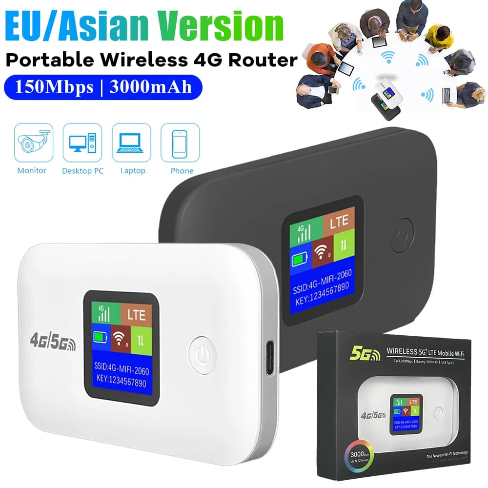 Modem 4G sans fil Portable A8, Version ue/anglaise, routeur Portable sans fil 150Mbps, 3000mAh, routeurs WiFi mobiles avec emplacement pour carte SIM