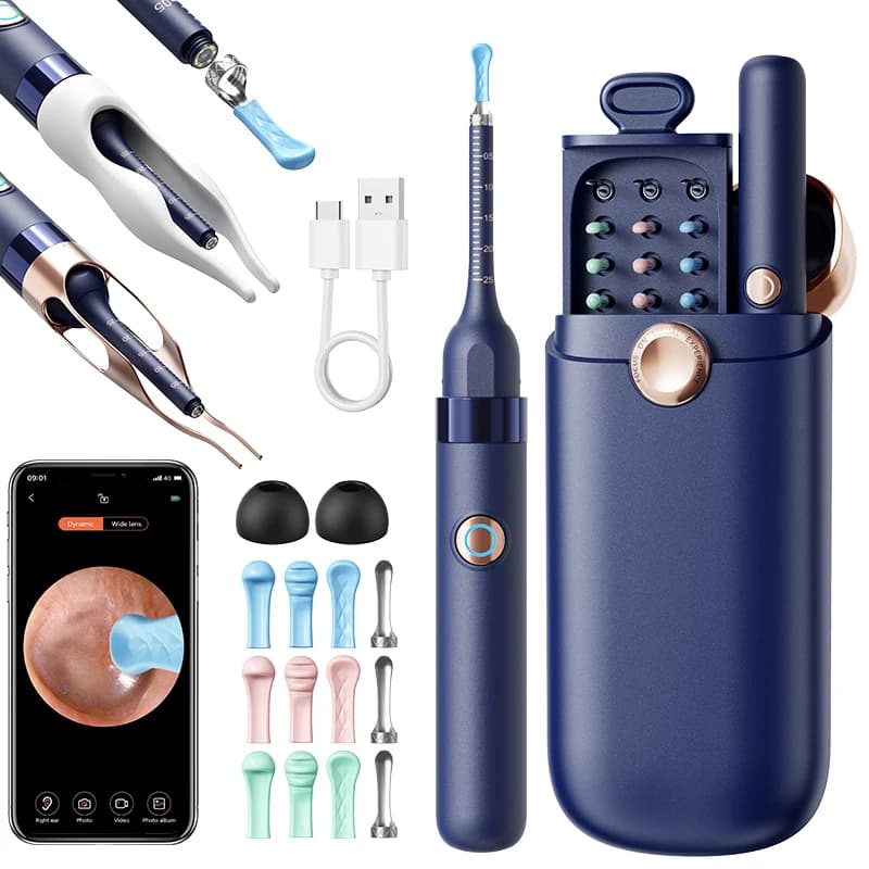 Nettoyeur de cire d'oreille visuel intelligent amélioré avec caméra, Endoscope HD 800W, outil de nettoyage visuel multifonctionnel d'oreille,
