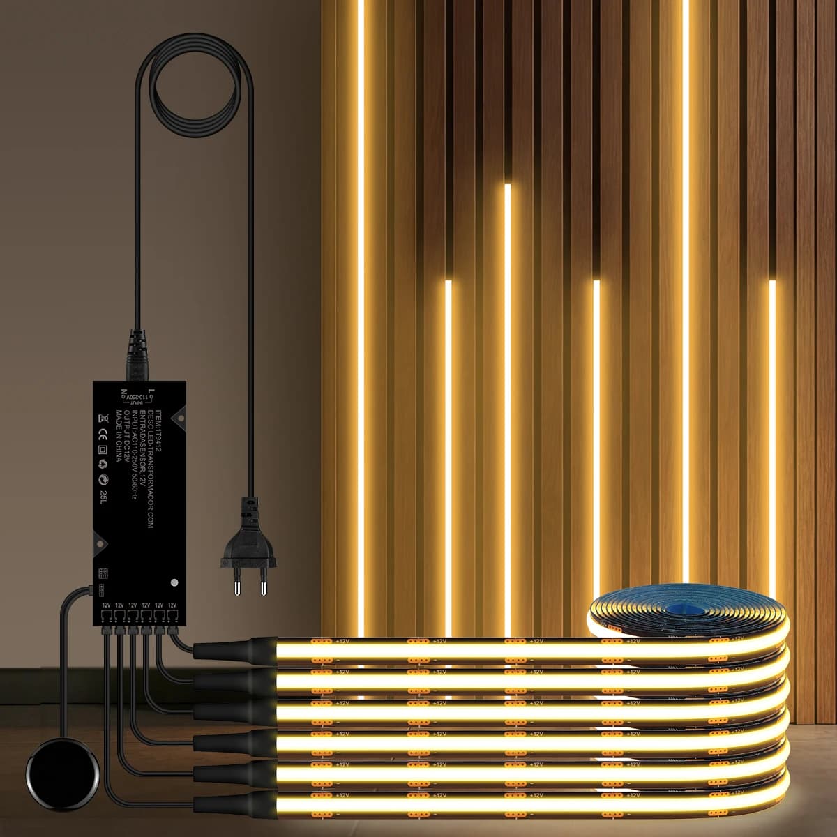 1-10 pièces noir PCB COB bande applique insonorisée panneau décor, forte dissimulation n'affecte pas l'esthétique, interrupteur à gradation