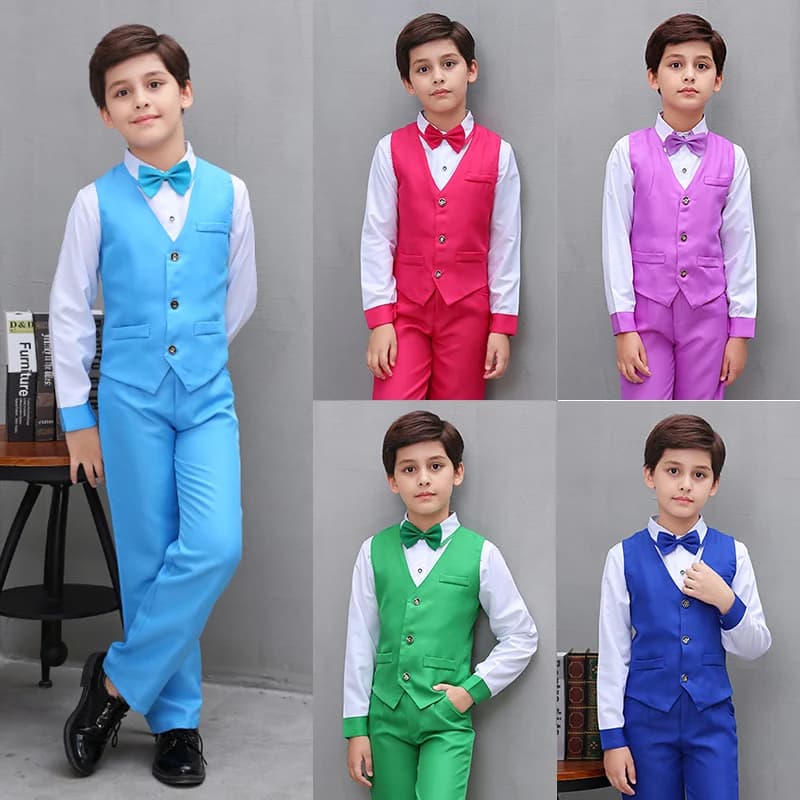 LOLANTA 4 pièces enfants garçons gilet formel costumes enfant vêtements ensembles mariage Piano Performance tenues 3-12 ans