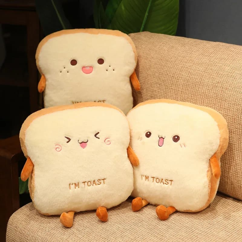 Oreiller à pain en peluche de 35cm, Simulation de pain grillé doux, poupée alimentaire, coussin chaud pour les mains, décoration de maison, jouet