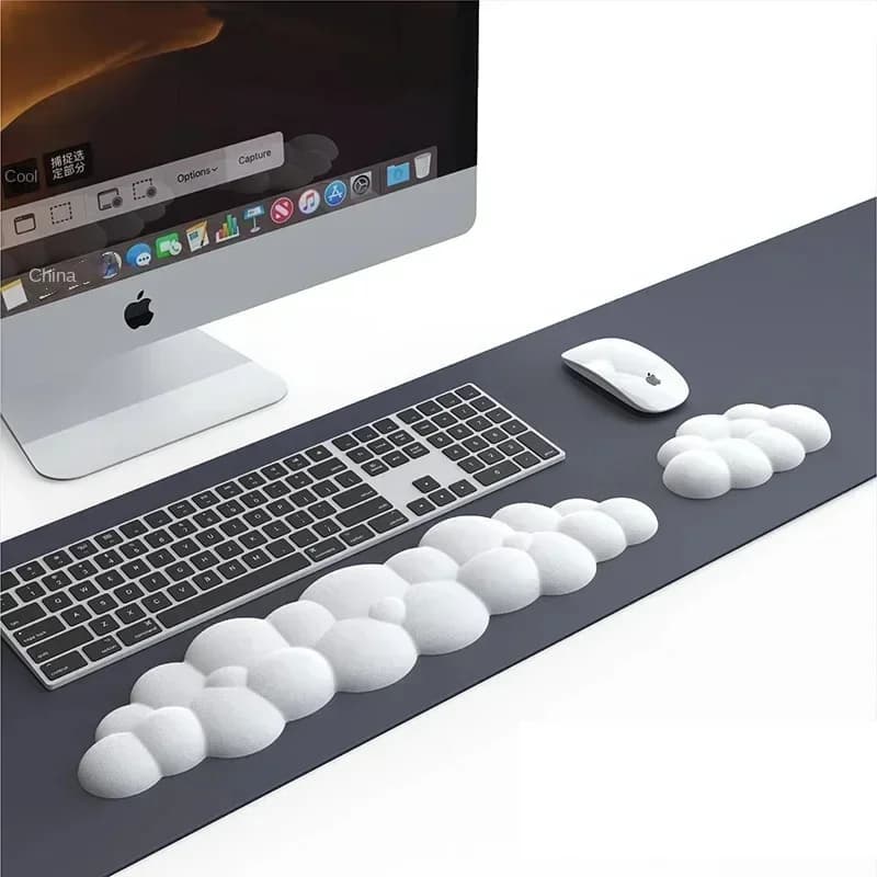Repose-poignets pour clavier en forme de nuage, mousse à mémoire de forme PU, base antidérapante pour clavier à 68, 87, 100 touches