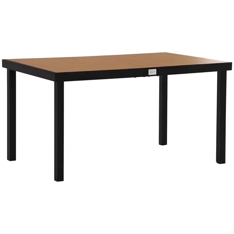 Table de jardin pour 6 personnes, table à manger, table en aluminium, mobilier de jardin, mobilier de salon, plastique facile d'entretien, naturel et