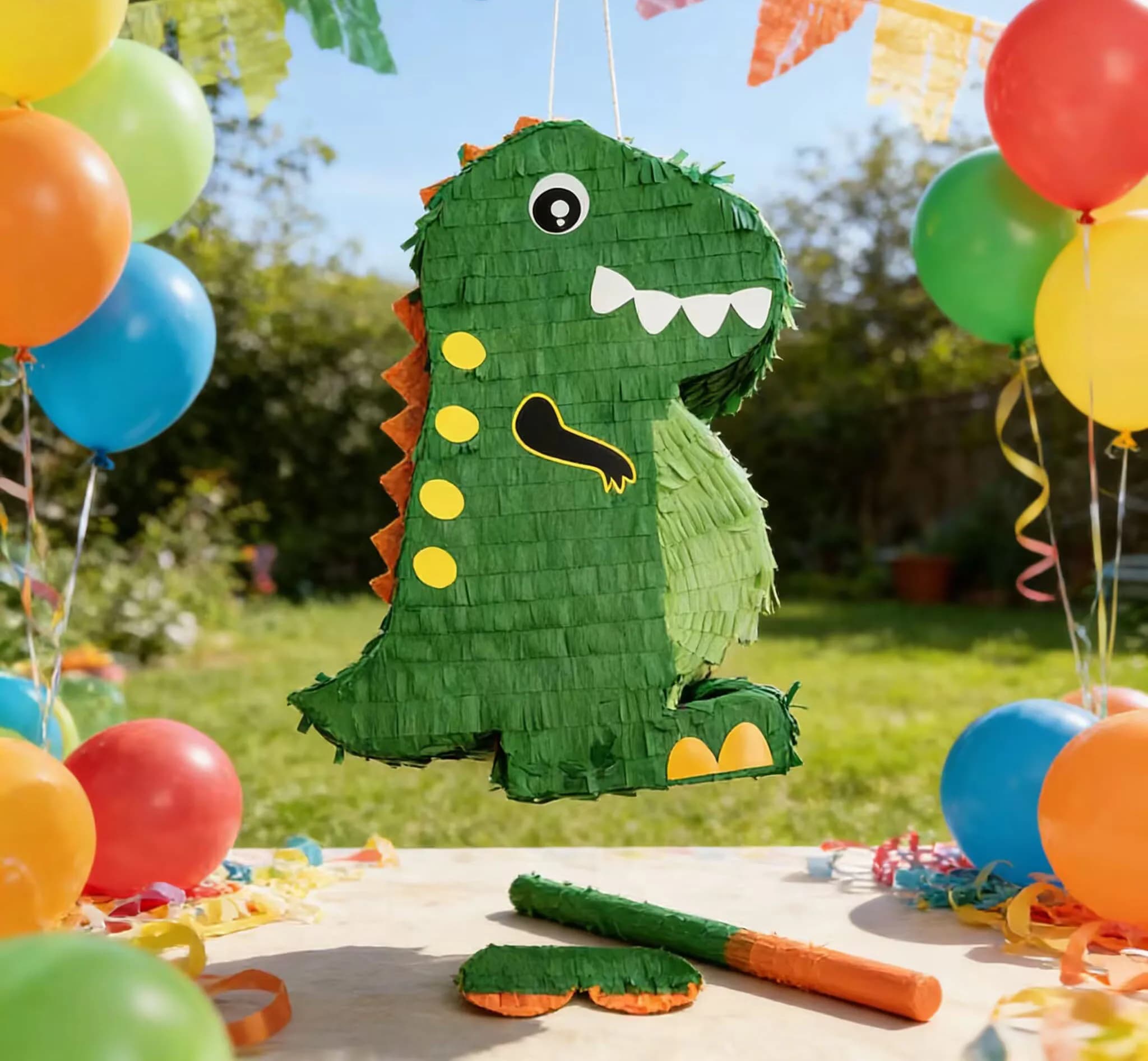 1 ensemble/boîte avec une bandeau et un bâton, paquet de pinata dinosaure parfait pour les fêtes d'anniversaire, les fêtes à thème animal, les