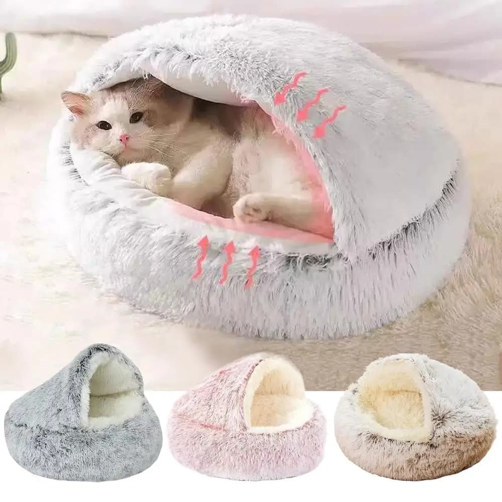 Coussin douillet pour animaux de compagnie avec housse, lit rond pour chat, matelas pour animaux, nid douillet 2 en 1 pour chat et chien, pour petits