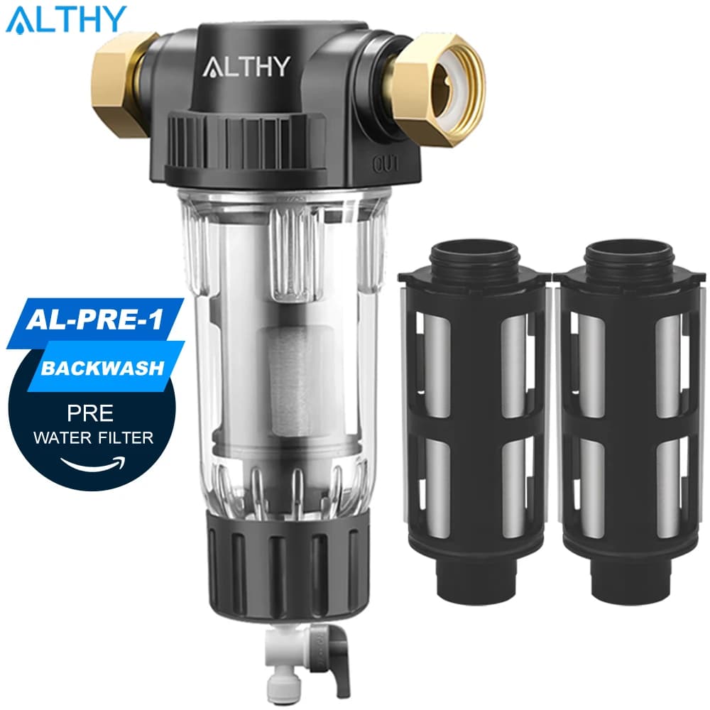ALTHY-Pré-filtre pour toute la maison, filtre à sédiments et à eau, préfiltre central, système de purification, lavage à contre-courant, maille