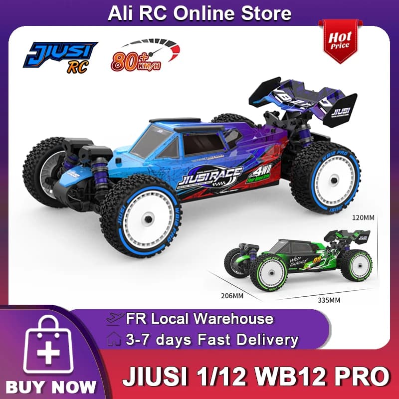 Voiture RC JIUSI 1/12 80km/h WB12 PRO 2.4G 4WD 3S 35A avec moteur brushless 3600KV, véhicule tout-terrain haute vitesse en métal, modèle de course