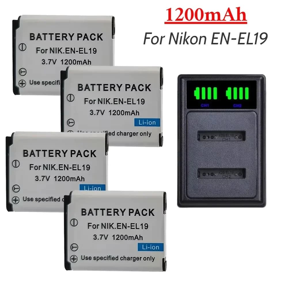EN-EL19 EN EL19 ENEL19 batterie d'appareil photo 1220 mah pour Nikon Coolpix W100 W150 S100 S2500 S2600 S3100 S6400 S4100 S4150 S3300 S4300