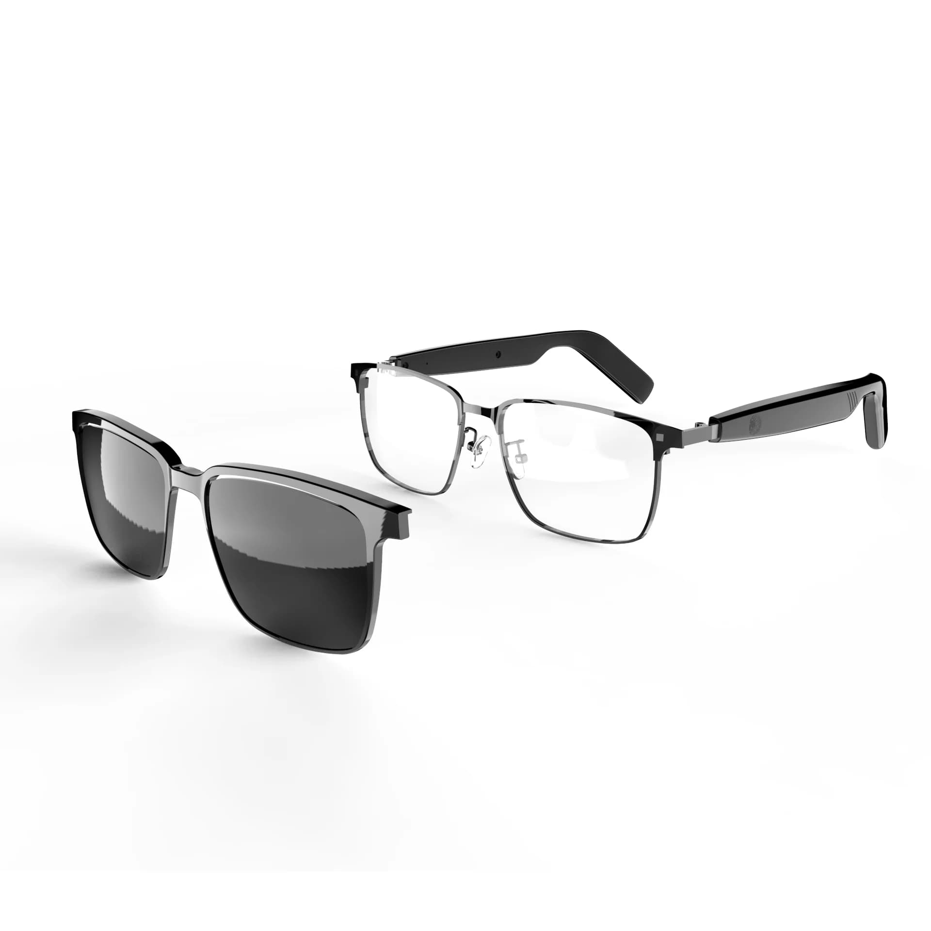 Lunettes Bluetooth intelligentes SG-20 Pro TWS 2 en 1 – Lunettes de soleil convertibles et verres transparents, audio sans fil, commande tactile