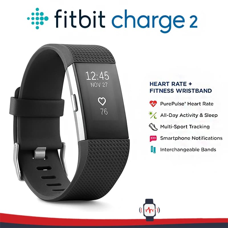 Fitbit Charge 2 Bracelet Connecté Intelligent Surveillance de la Fréquence Cardiaque Podomètre d'Exercice Suivi du Sommeil Notifications d'Appels
