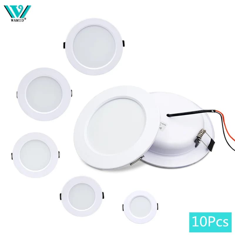 Lot de 10 spots LED encastrables blancs 5W 9W 12W 15W 18W, plafonnier LED rond DC 12V 24V AC 110V 220V pour chambre à coucher, éclairage LED