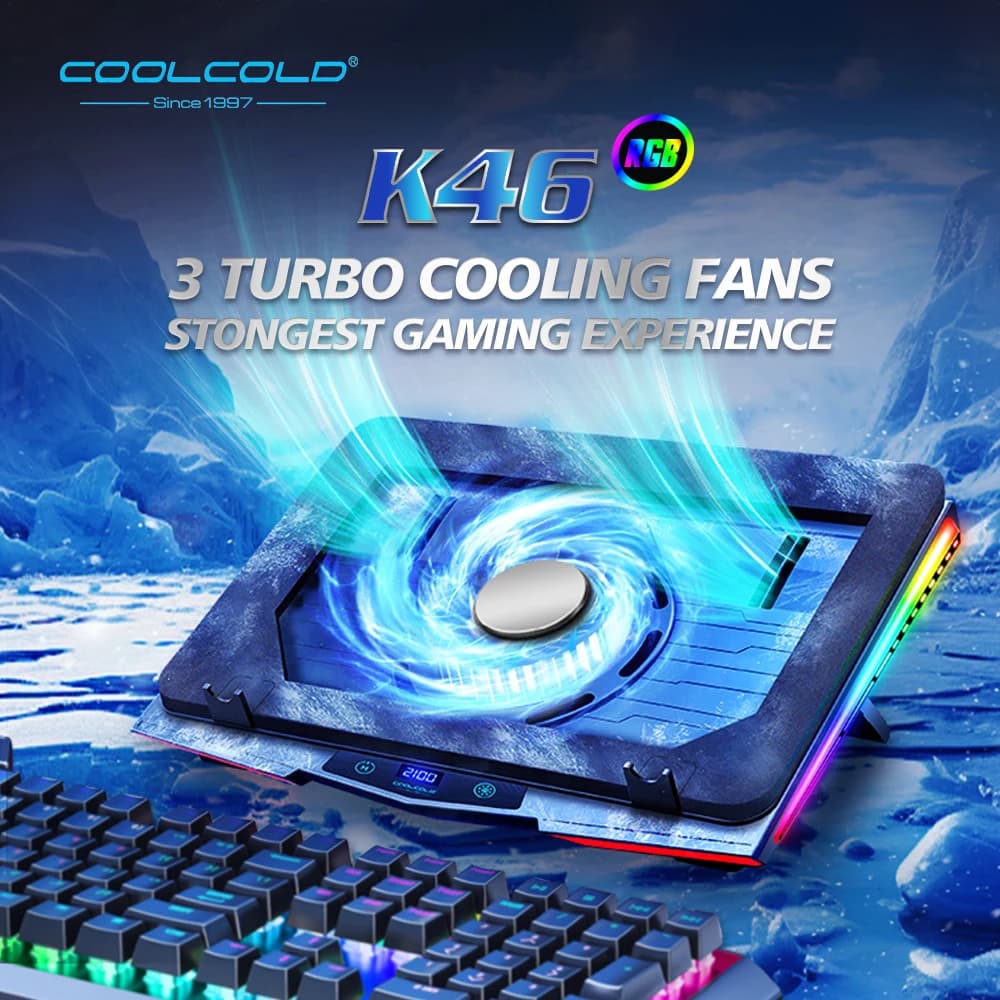 COOLCOLD Coussin de refroidissement pour ordinateur portable RVB à compression d'air - Refroidisseur USB ultra silencieux, dissipation thermique