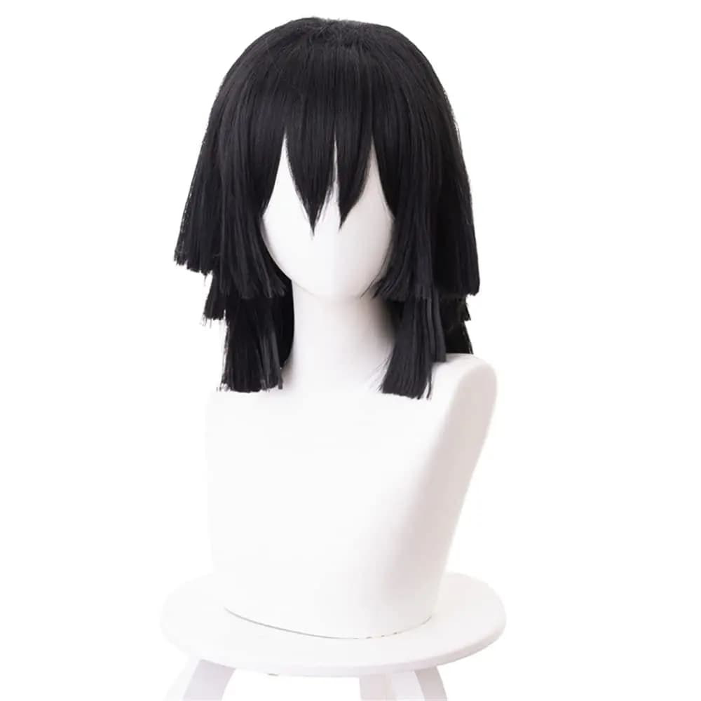 Perruque de Cosplay Anime Iguro Obanai, perruque noire avec frange, perruques courtes pour fête costumée, Kimetsu no Yaiba