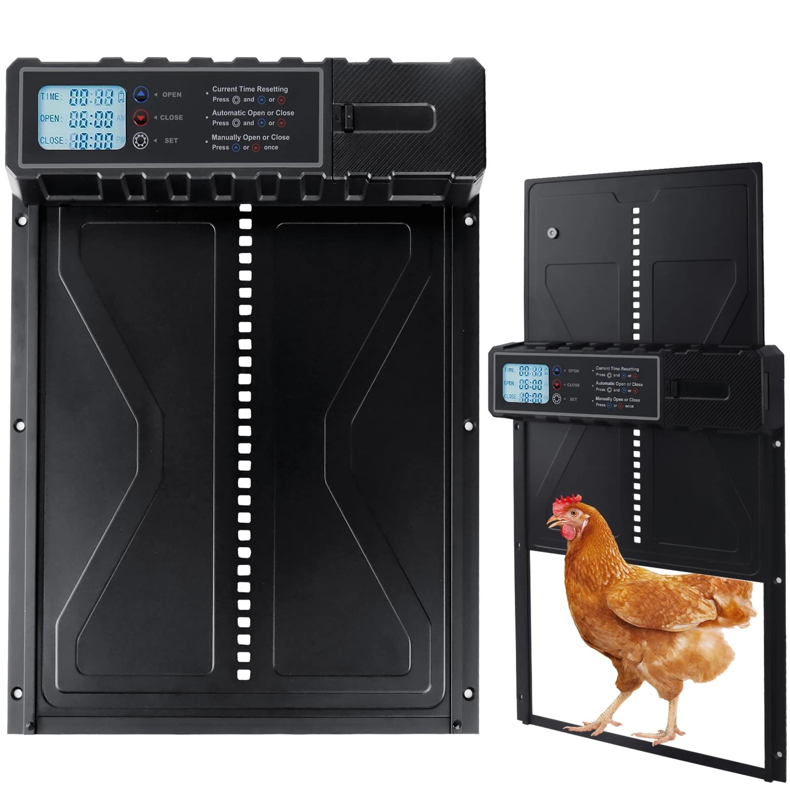 Porte automatique étanche pour poulailler avec minuterie intelligente, ouvre-porte électrique en aluminium, alimenté par batterie, fournitures pour