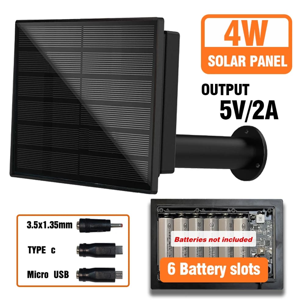 Panneau solaire étanche 4W, sortie Micro USB/TypeC, cellules solaires 5V, installation de Charge, batterie 18650 extérieure pour led ou capteurs à
