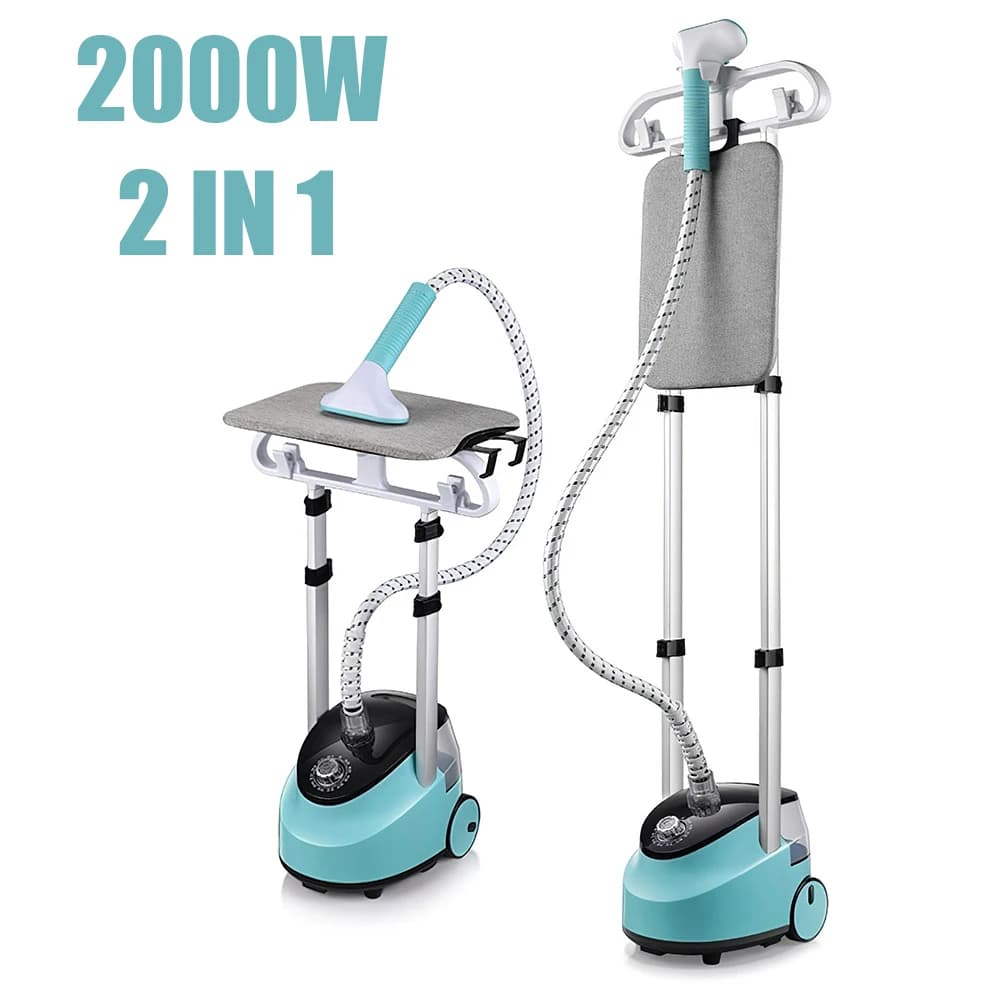 Défroisseur Vapeur Vertical Double Tige EU, Fer à Vapeur sur Pied 11 Vitesses, Réservoir 1,5 L, Machine à Repasser à Hauteur Réglable pour la