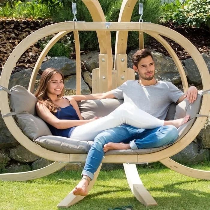 # cage à oiseaux double avec coussin de siège intégré et chaise suspendue pour le camping en plein air et les loisirs en intérieur