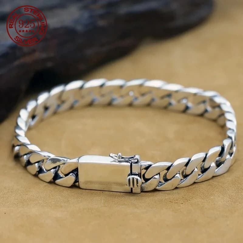 Bracelet en argent Sterling 100% S925, 8MM, Punk, bijoux en argent S925, ne se décolore jamais, certificat de transport, bijoux cadeaux pour hommes