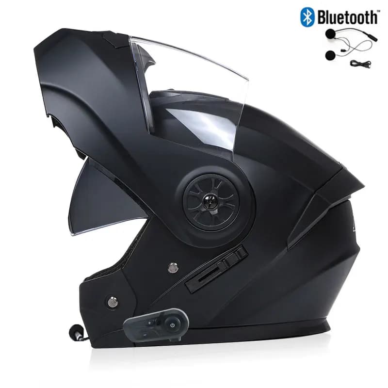 Casques De Moto Bluetooth pour hommes Casque intégral pour motos homme Motocross Kask Casque rabattable De Moto certifié DOT BLD