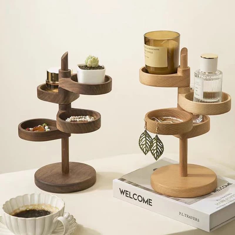 Support de rangement rotatif multicouche en bois, porte d'entrée, support de rangement pour clés, boîte de rangement créative d'accessoires de