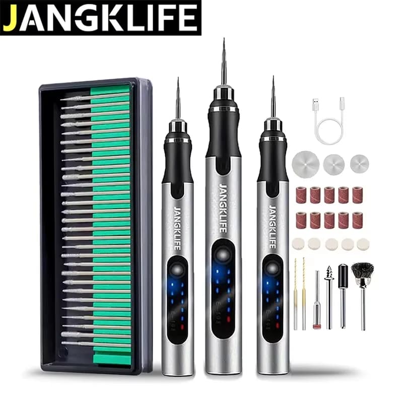 JANGKLIFE USB Kit d'outils rotatifs sans fil stylo de gravure sur bois bricolage pour bijoux métal verre Mini perceuse sans fil