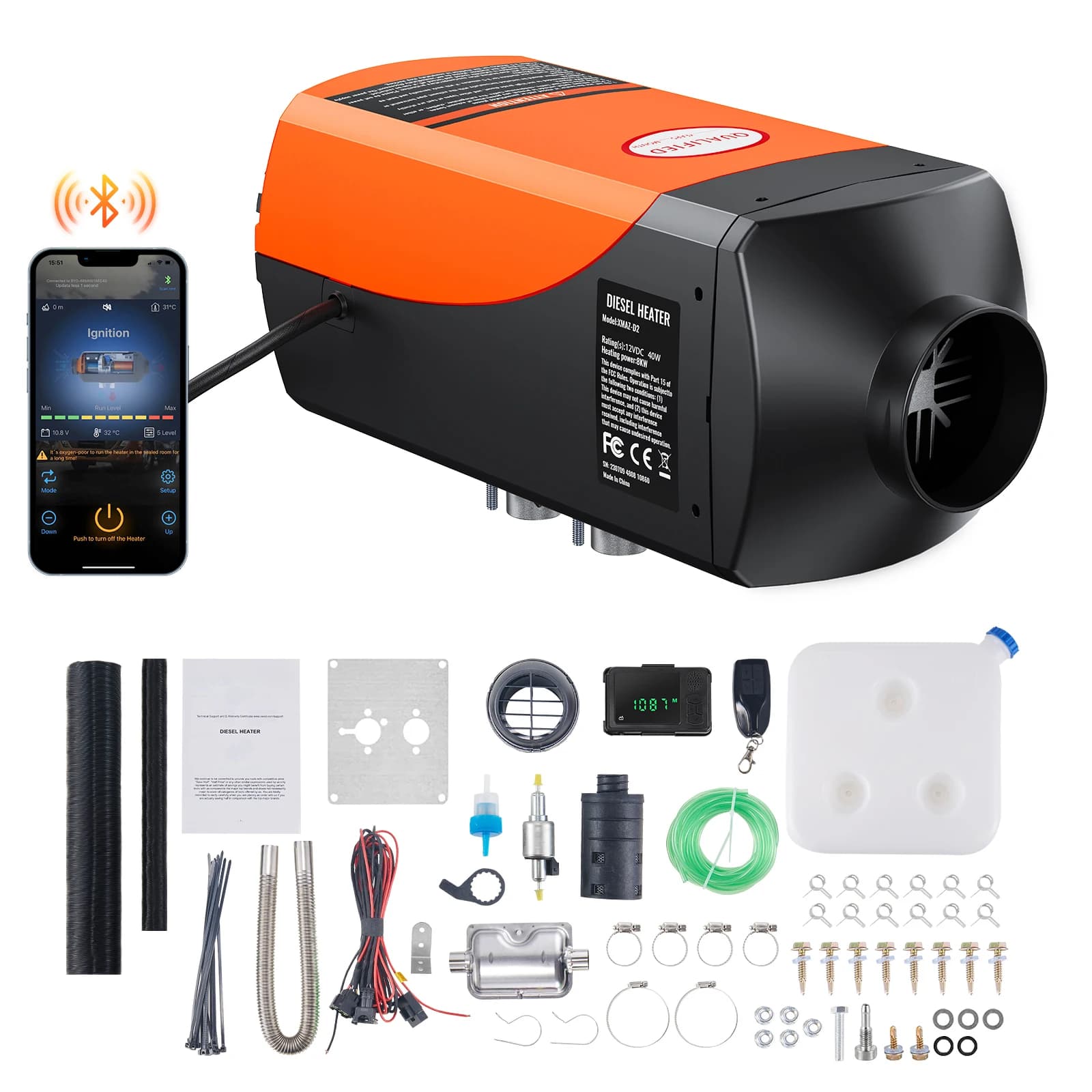 SucceBuy Bluetooth App contrôle chauffage d'air Diesel chauffage Diesel LCD chauffage de stationnement Diesel pour RV remorque camping-car bateau et
