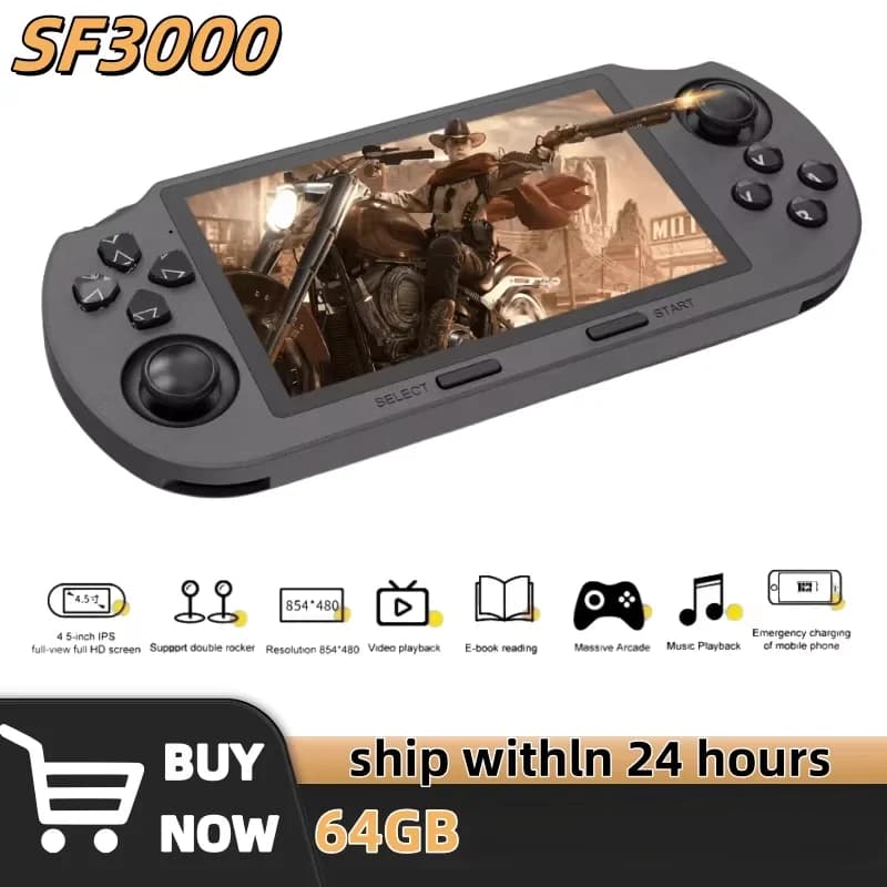 SF3000 Console de jeu vidéo Portable rétro système Linux 4.5 pouces 854*480 écran IPS 3000mAh lecteur vidéo de poche Portable jeux